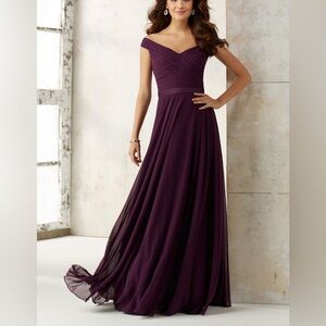 Mori Lee Purple Off-Shoulder Gown